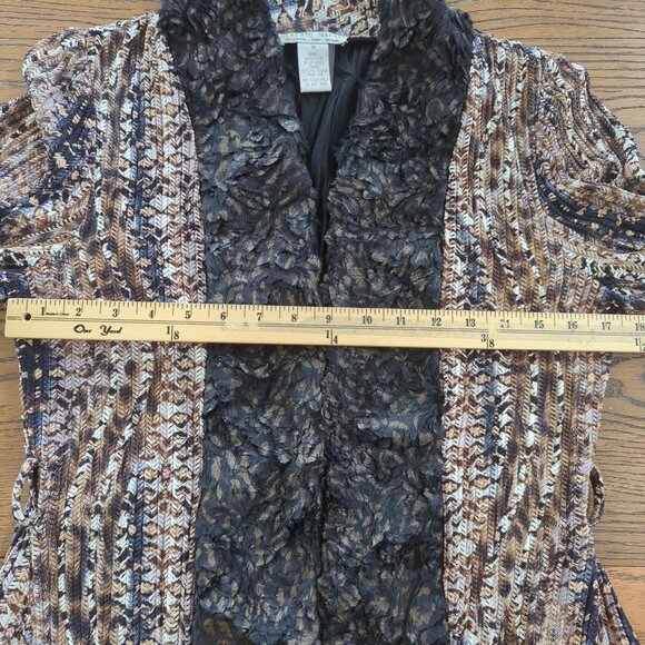 Alberto Makali Faux Fur Trim Open Front Cardigan Missoni Jacket With Belt Size M - Picture 9 of 12
